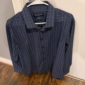 Mizzen+Main Dark Blue Grid Pattern Shirt